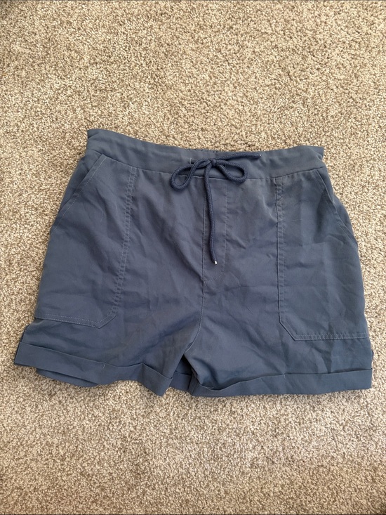 SHEIN Pants - Women's Blue Grey Drawstring Casual Shorts